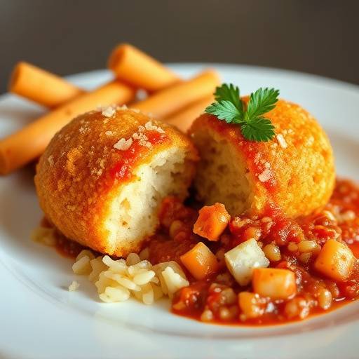 Arancini siciliani dorati e croccanti, ripieni di riso, rag&ugrave; e piselli