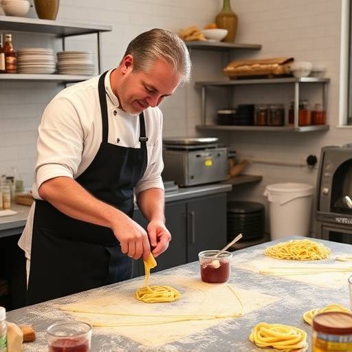 Chef che insegna a preparare la pasta fresca in un corso di cucina a Bologna