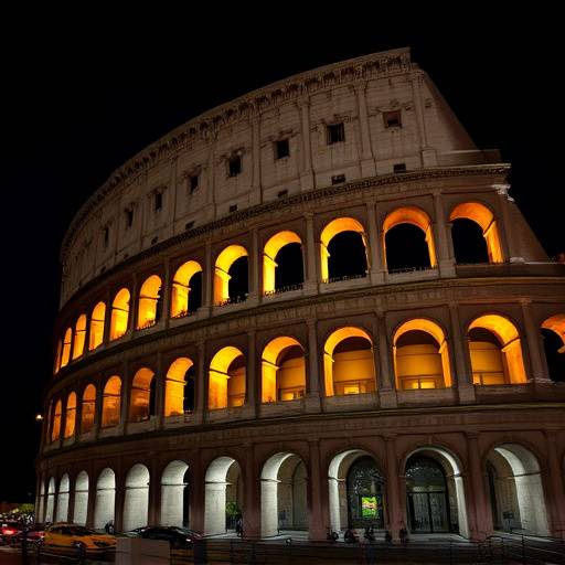 Il Colosseo illuminato di notte a Roma