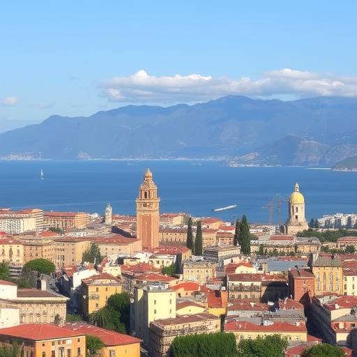 Panorama di Palermo con il mare e le montagne.