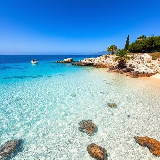 Spiaggia della Maddalena con acqua cristallina in Sardegna.