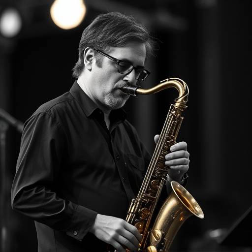 Un artista che suona il sassofono durante l'Umbria Jazz Festival