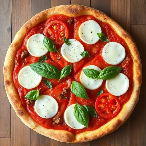 Una classica Pizza Napoletana con pomodoro, mozzarella e basilico, appena sfornata