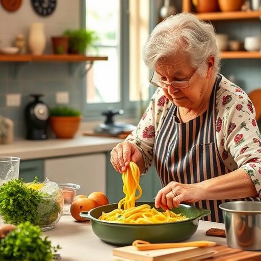 Una nonna italiana che insegna a preparare la pasta fresca durante una lezione di cucina