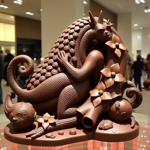 Una scultura di cioccolato esposta durante Eurochocolate