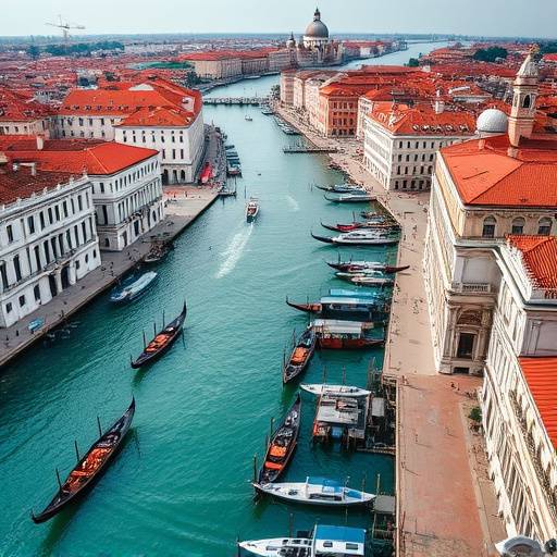 Veduta aerea dei canali di Venezia con gondole e palazzi storici
