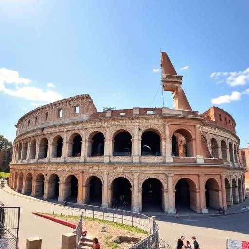 Veduta di Roma con il Colosseo.