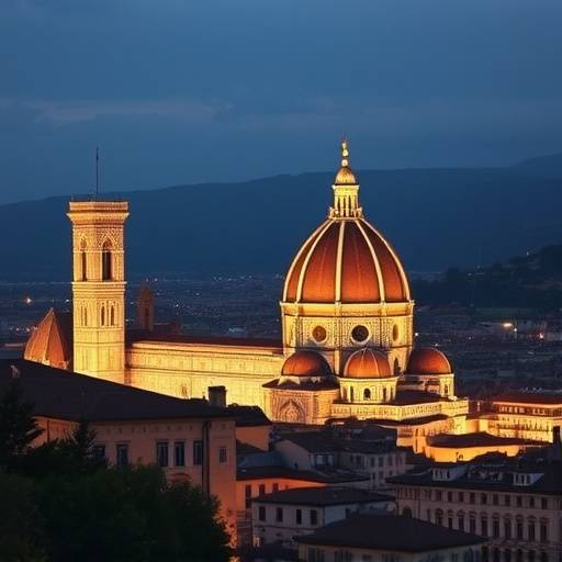 Veduta panoramica di Firenze con il Duomo illuminato